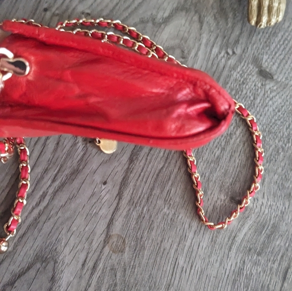 Chanel red leather wallet on generic chain, small clutch - Picture 3 of 16